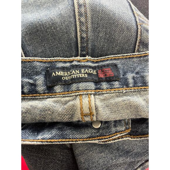 Vintage Y2K American Eagle Flare Jeans 6 Long Boho Crochet Hem - Picture 4 of 9